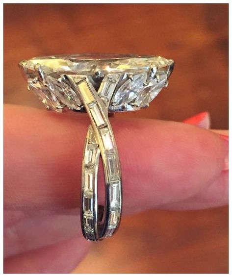 A stunning vintage marquise cut diamond ring by Sterlé. Circa 1950's. At FD Gallery. Women's Neckwear, Vintage Anniversary Rings, Marquise Cut Diamond Ring, Vintage Art Deco Rings, Marquise Diamond Ring, Art Deco Diamond Rings, Fine Diamond Jewelry, Gorgeous Engagement Ring, Colorless Diamond