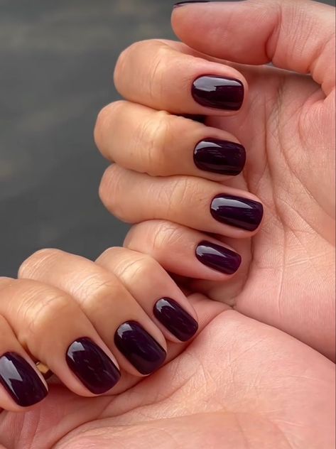 Nail Color Trends Fall 2024, Square Dark Nails, Dark Square Nails, Christmas Nails Dark, Dark Nails With Glitter, Plum Nails, Pretty Nail Colors, Her Nails, Casual Nails