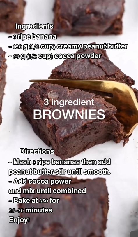 3 Ingredient Peanut Butter Brownies, Pb2 Cocoa Powder Recipes, Banana Cocoa Brownies, Healthy Peanut Butter Brownies, Pb2 Brownie Mix Recipes, Healthy Pb2 Recipes, Healthy Banana Recipes Protein, Cocoa Powder Recipes 3 Ingredients, Recipes With Pb2 Powder