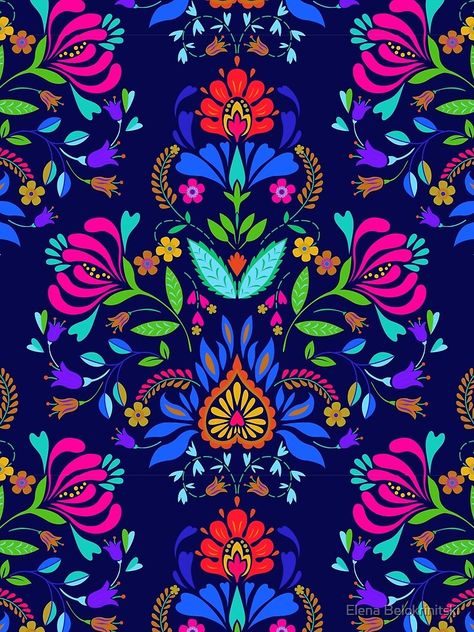 Mexican Print Wallpaper, Mexican Pattern Wallpaper, Folk Art Mexican, Oxacana Art, Mexican Pattern Art, Mexican Design Motifs, Mexican Fabric Pattern, Traditional Mexican Embroidery, Mexico Art Culture