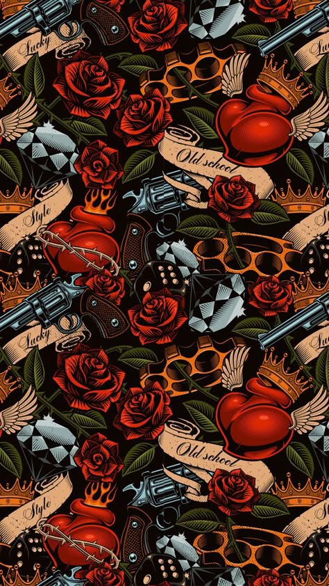 Tattoo Wallpaper Backgrounds, Rockabilly Wallpaper, Old School Wallpaper, Wallpaper Background Hd, Rockabilly Art, Decent Wallpapers, Tattoo Background, L Wallpaper, Graffiti Wallpaper Iphone