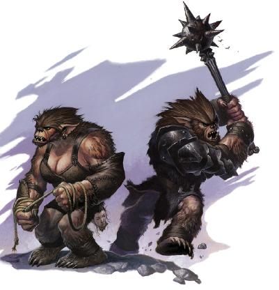 Bugbears, 4E. It's cool that the female bugbears are not only incredibly endowed but have graciously shaved their chests so that we can enjoy their bosoms. Lost Mines Of Phandelver, Goblin Art, D D Monsters, Fantasy Races, Dungeons And Dragons Characters, Dnd Art, Fantasy Monster, Monster Design, Arte Fantasy