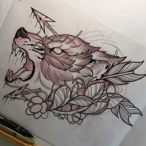 Tattoo Design For Hand, Tier Tattoo, Lion Tattoo Design, Skull Art Drawing, Nordic Tattoo, Wolf Tattoo Design, Tattoo Style Drawings, Japanese Tattoo Designs, Tattoo Project