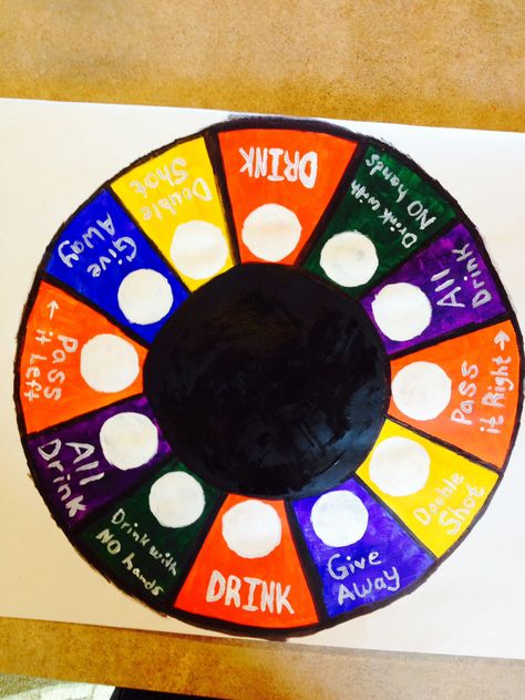 Drink Roulette, Drinking Roulette Game, Drinking Roulette, Shot Roulette, Tie Dye Birthday Party, Sleepover Party Games, Tie Dye Birthday, Games For Parties, Drinking Games For Parties