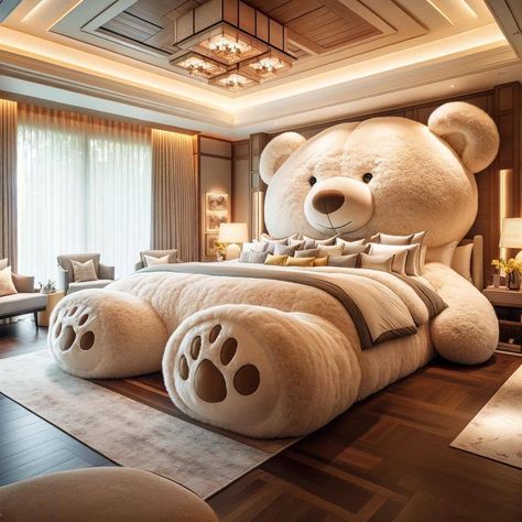 Teddy Bear Shaped Bed: Cuddly Comfort and Sweet Dreams in Every Curve 11 Teddy Bear Room, Zoo Room, Bear Bed, Beginner Henna, Dream Bedroom Inspiration, Cuddly Teddy Bear, Hanuman Photos, Traditional Bed, Funky Decor