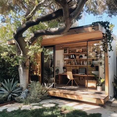 Large Glass Doors, Garden Office Ideas, Office Exterior, Outdoor Home Office, Garden Goddess, Office Shed, Villa Project, Garden Pods, Garden Home Office