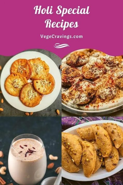 Collection of special sweets, snacks and drinks for Holi. Gujiya, thandai and many more traditional & new holi recipes. Veg Kofta Recipe, Holi Snacks, Vegetarian Curries, Thandai Recipes, Kalakand Recipe, New Holi, Butter Masala Recipe, Holi Recipes, Vegetable Dumplings