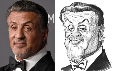 Caricature Tutorial, Sly Stallone, Portrait Au Crayon, رسم كاريكاتير, Comic Face, Caricature Sketch, Funny Caricatures, Caricature Artist, Celebrity Caricatures