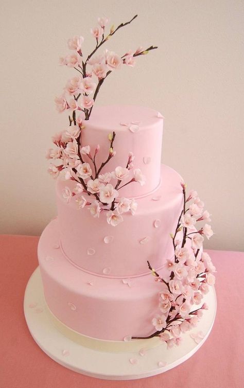 Cherry Blossom Wedding Cake, Cherry Blossom Wedding Theme, Cherry Blossom Party, Sakura Wedding, Cupcakes Design, Cherry Blossom Cake, Cherry Blossom Theme, Anime Cake, Cherry Blossom Wedding