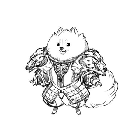 Pompup (5e Race) - D&D Wiki Dog Comics, Animal Character, What Dogs, Dog Print Art, Dog Projects, Pomeranian Dog, Love Illustration, Game Character Design, Dog Drawing