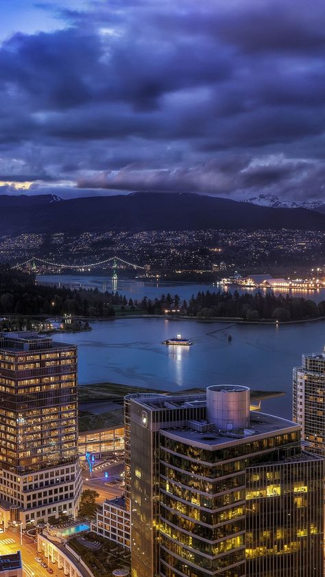 Vancouver Wallpaper, Vancouver Skyline, Wallpapers Nature, Vancouver City, Vancouver Bc Canada, View Wallpaper, North Vancouver, Beautiful Places On Earth, Night View