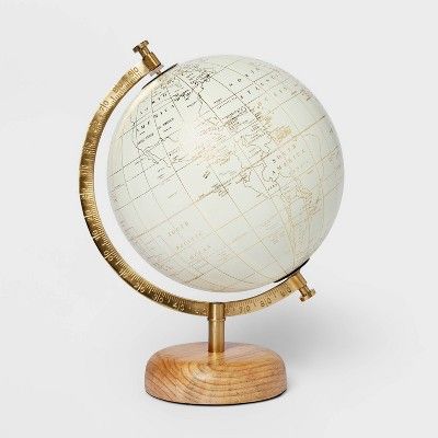 Modern Globe - Threshold™ Boho Desk Decor, Husband Office, Loft Designs, Gold Room Decor, Travel Room, Gold Office, Study Area, World Globes, Globe Decor