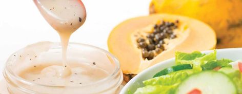 Papaya Seed Dressing Papaya Seed Dressing Recipe, Papaya Seed Dressing, Ripe Papaya, Arbonne Recipes, Papaya Seeds, Alfredo Sauce Recipe, Wheat Free Recipes, How To Eat Paleo, La Source