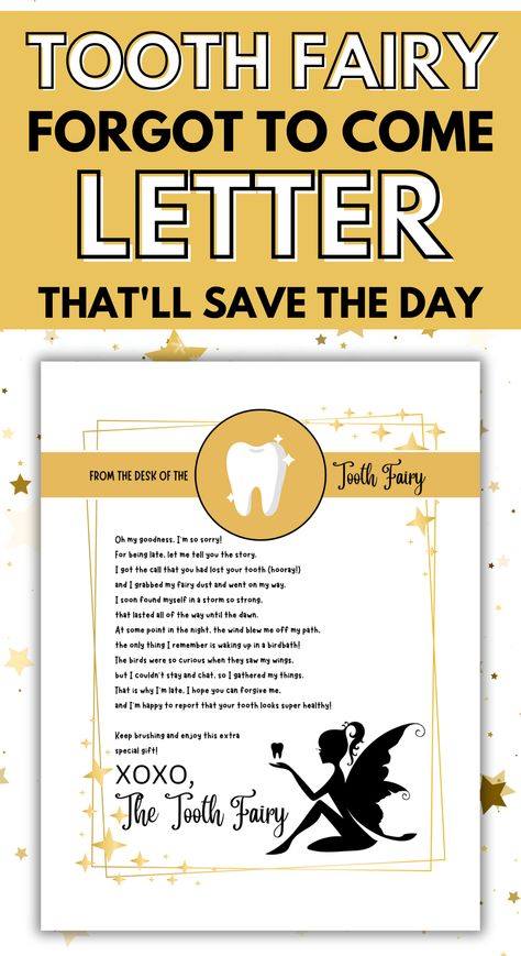 This free printable tooth fairy forgot to come letter is so sweet and funny and will totally save the day when disaster strikes! This letter will tell your child what happened and will keep the magic going for years to come. Sorry Letter, Bad Case Of Stripes, Tooth Fairy Note, Christmas Science Experiments, Tooth Fairy Letter, Christmas Science, Rainy Day Fun, Sensory Crafts, Sensory Activities Toddlers