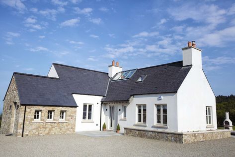 Windows in the Traditional building style House Designs Exterior Ireland, New Build Ireland, Cottage Renovation Exterior, Georgian Bungalow, Irish Bungalow Design, Irish Bungalow, Traditional Irish Cottage, Traditional Bungalow, Simple House Exterior