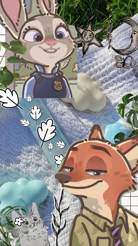 Disney, zootopia, Judy Hopps, Nick Wilde, Animal, fox, bunny, rabbit, plants, doodles Zootopia Nick And Judy Wallpaper, Fox And Rabbit Wallpaper, Nick Wilde Wallpaper, Zootopia Wallpaper, Nick Wilde Fanart, Zootopia Nick And Judy, Rabbit Wallpaper, Nick Wilde, Nick And Judy