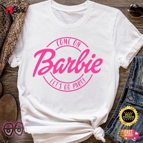 Barbie Shirt Outfit Ideas, Barbie Tshirts Women, Cricut Barbie Shirt, Diy Barbie Shirt For Women, Barbie Tee Shirt, Barbie Shirt Design, Barbie Shirts For Women, Barbie Tshirt Women, Barbie Tshirt Ideas