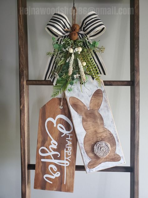 Spring Wood Decor Front Porch, Easter Front Porch Sign, Spring Farmhouse Signs, Spring Wood Craft Ideas, Easter Porch Leaner, Easter Wood Crafts To Sell, Spring Wood Projects, Wood Bunny Crafts, Easter Board Signs