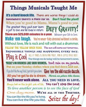 Things Musicals Taught Me Poster Things Musicals Taught Me, Musical Quotes Broadway, Theatre Decor, Musical Lessons, Musical Quotes, Quote Books, Musicals Funny, Theatre Inspiration, Me Poster