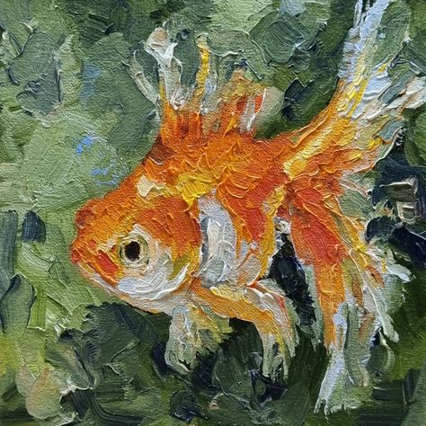 Gold Fish Painting Gold Fish Canvas Original Art Impasto Painting Semi Abstract Gold Fish 6 by 6 by Tatti Art The painting is ready for sale The painting on canvas board Dimensions: Height- 15 cm Width- 15 cm Depth- 3 mm Goldfish Art Painting, Lion Fish Art, Oil Art Painting Ideas, Betta Painting, Fish Painting Ideas, Fish Oil Pastel, Aesthetic Things To Paint On Canvas, Betta Fish Painting, Gold Fish Art