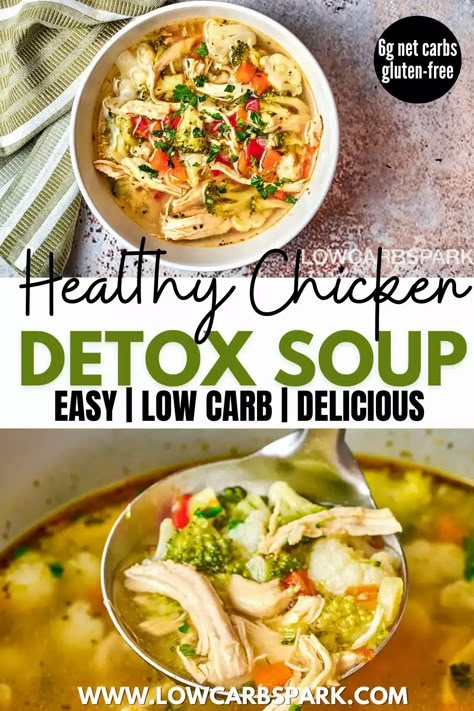 Chicken Detox Soup, Detox Chicken Soup, Healthy Detox Soup, Southwest Chicken Soup, Chicken Veggie Soup, Chicken Vegetable Soup Recipes, Healthy Chicken Soup, Low Calorie Chicken, Vegetable Soup With Chicken