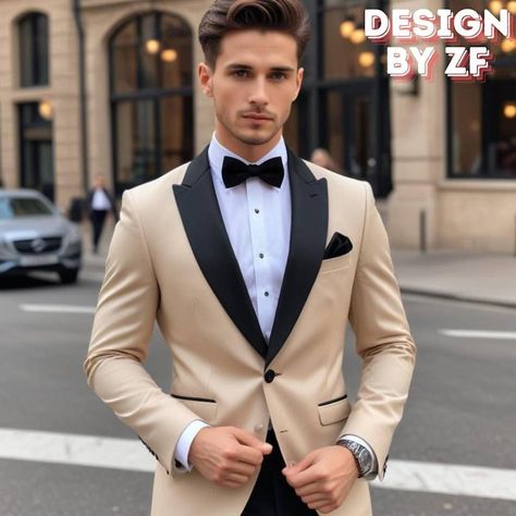 Cream Suit Black Pants Men, Champagne Tuxedo Wedding, Graduation Suit, Girl Prom, Cream Suit, Gold Suit, Amazing Houses, Tailored Suit, Men Cream