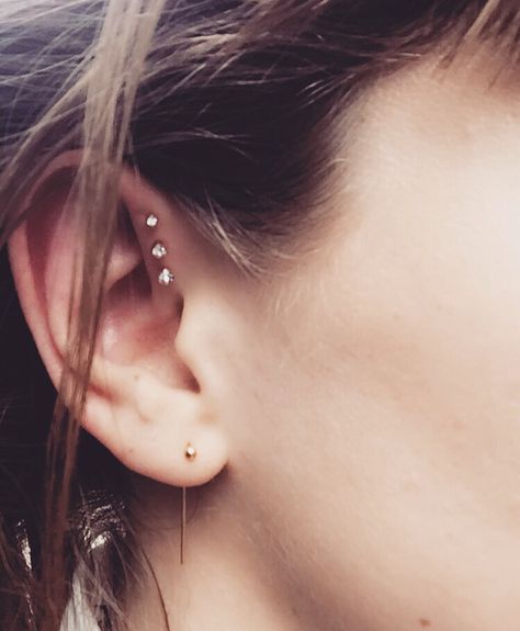 Forward triple helix #copenhagen #jewelry #piercing Front Helix Piercing Triple, Triple Forward Helix Piercing Ideas, Copenhagen Jewelry, Front Helix Piercing, Triple Forward Helix Piercing, Triple Forward Helix, Triple Helix, Forward Helix Piercing, Jewelry Piercing