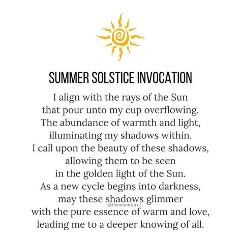 Gefällt 11.2 Tsd. Mal, 243 Kommentare - The Moon Tarot (@themoontarot) auf Instagram: „Happy Summer Solstice to everyone up here on the Northern Hemisphere. ☀️ Happy Winter Solstice to…“ Summer Solstice Meditation Script, Summer Solstice Affirmations, March Tattoos, Litha Ritual, Yoga Readings, Abelardo Morell, Solstice Ritual, Summer Solstice Ritual, Family Rituals