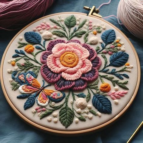 #Stitches_Flower #Mexican_Embroidery_Designs #English_Embroidery #Hand_Stitches Stitches Flower, Flower Embroidery Tutorial, Mexican Embroidery Designs, Embroidery Stitches Flowers, Hand Stitches, Mexican Embroidery, Hand Flowers, Crazy Quilting, Diy Embroidery Patterns