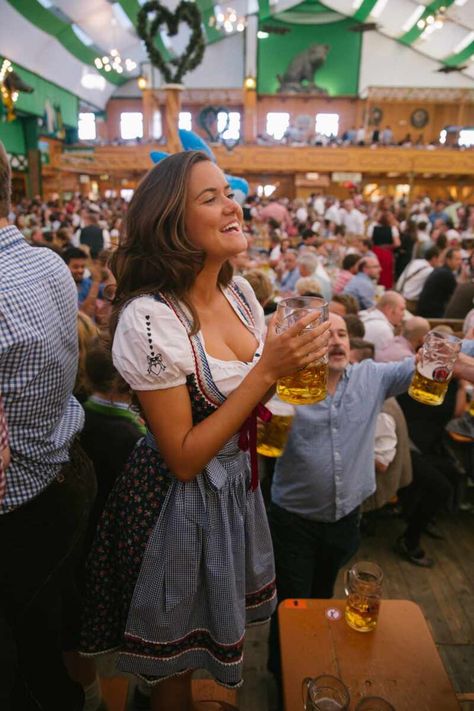 Oktoberfest, Germany - The Londoner Beer Drinking Girl, Octoberfest Women, Oktoberfest Outfit Women, Halloween Outfits Casual, Beer Maiden, Octoberfest Beer, Germany Outfits, German Beer Festival, Dirndl Dress Oktoberfest