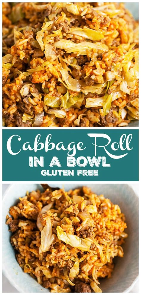 Cabbage With Ground Turkey, Stuffed Cabbage Bowl, Chicken Rice Cabbage Recipe, Cabbage Roll Unstuffed, Cabbage Roll Bowl Recipe, Gluten Free Cabbage Recipes, Ground Lamb And Cabbage Recipes, Gluten Free Dairy Free Cabbage Recipes, Ground Beef Cabbage And Rice Recipes