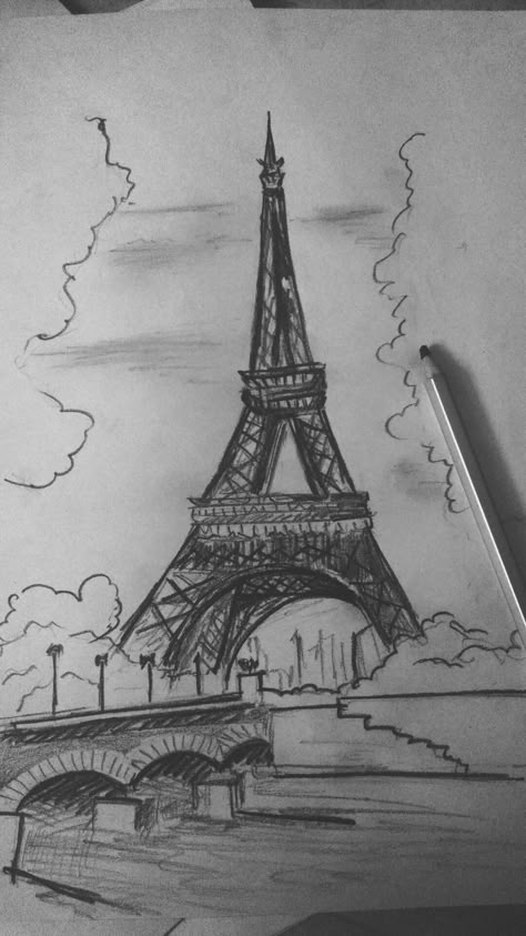 Eifell Tower Aesthetic Drawing, Efile Tower Sketch, Paris Sketch Easy, Eifell Tower Draw, Eiffel Tower Drawing Sketches, Paris Sketch Pencil, Paris Art Drawings, Paris Aesthetic Drawing, Paris City Drawing