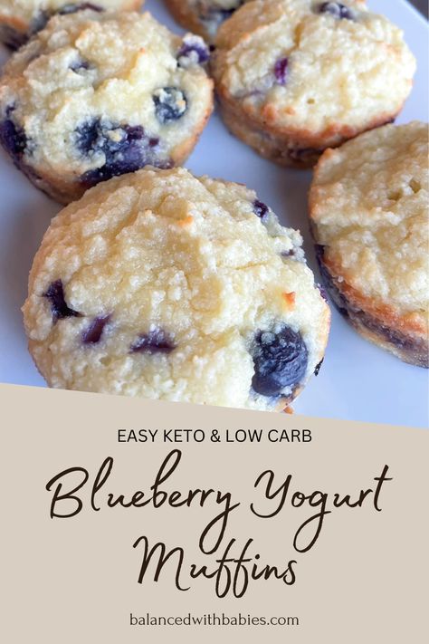 This keto friendly Blueberry Yogurt Muffin recipe is delicious and so easy to make! These healthy low carb muffins are light and fluffy, with 7g of protein and only 3 net carbs per serving. The key ingredient is the yogurt which makes them moist and gives them an added protein boost. Protein Muffins Low Carb, Yogurt Muffin, Low Carb Blueberry Muffins, High Protein Muffins, Blueberry Yogurt Muffins, Low Carb Greek Yogurt, Blueberry Protein Muffins, Keto Muffin Recipe, Keto Blueberry Muffins