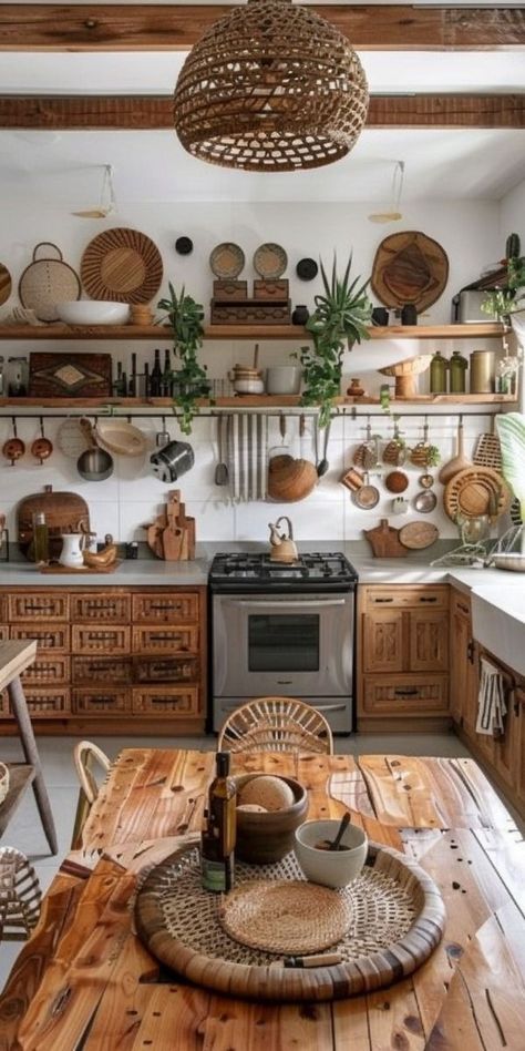 Kitchen Boho Style, Boho Home Ideas, Boho Kitchen Table, Boho Kitchen Curtains, Boho Farmhouse Kitchen, Modern Boho Kitchen, Boho Style Kitchen, Kitchen Boho, Boho Kitchen Ideas