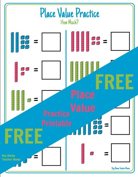 Boy Mama Teacher Mama: FREE Place Value Printable {After School Linky} Math Centres, Teaching Place Values, Decomposing Numbers, 2nd Grade Activities, Place Value Worksheets, 1st Grade Activities, Math Place Value, 1st Grade Math Worksheets, First Day Of School Activities