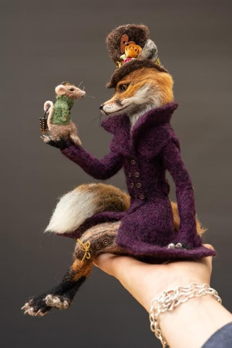 Felted Halloween, Felted Fox, Needle Felted Fox, Fox Crafts, Fox Doll, Felting Diy, Felt Fox, Needle Felting Diy, Fairy Art Dolls