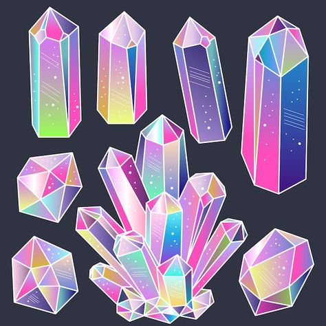 Crystals Watercolors, Crystal Illustration, Gem Drawing, Fire Drawing, Crystal Drawing, Gems Crystals, Crystal Stickers, Diamond Drawing, Line Art Vector