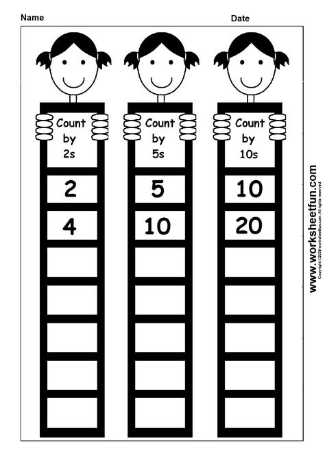 Skip Counting by 2, 5 and 10 Skip Counting Worksheets, Counting By 2, Skip Counting By 2, Counting By 2's, First Grade Math Worksheets, First Grade Worksheets, Counting Worksheets, Math Number Sense, Math Counting