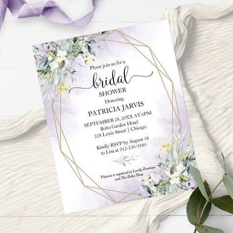 $1.22 | Budget Bridal Shower Invitations Greenery - greenery, bridal shower, botanical, calligraphy, eucalyptus, geometric, affordable, inexpensive, cheap printed invitations, purple Bridal Tea Party Invitations, Party Budget, Shower Eucalyptus, Tea Bridal Shower Invitations, Bridal Luncheon Invitations, Bridal Shower Brunch Invitations, Budget Party, Bridal Tea Party, Greenery Bouquet