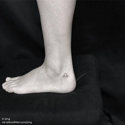 Libra Zodiac sign tattoo on the ankle. Libra Tattoo On Ankle, Libra Ankle Tattoo, Libra Zodiac Sign Tattoo, Small Libra Tattoo, Zodiac Signs Tattoos, Libra Tattoo Designs, Libra Scale Tattoo, Libra Sign Tattoos, Zodiac Sign Tattoo