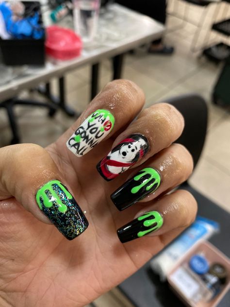 Ghost Busters Nail Designs, Ghostbusters Nail Art, Ghostbuster Nails, Ghostbusters Nails, Ghost Busters, Ghostbusters, Nails Ideas, Halloween Nails, Nail Ideas