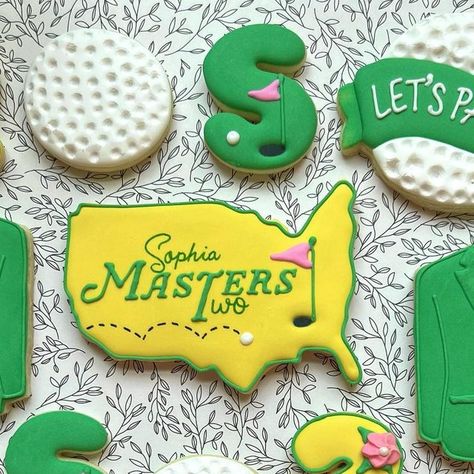 NOLA Sugar Shack on Instagram: "Sophia Masters TWO! Happy Birthday to the little pro!🎉⛳️🏒 🍪 • 🍪 • 🍪 • Please share and message me to place an order. 🍪 • #golfcookies #2ndbirthdaycookies #2ndbirthday #birthdaycookies #golfthemedparty #masterscookies #parteecookies #almondcookies #cookieartist #decoratedsugarcookies #nola #nolasweets #nolacookies #neworleanssugarcookies #customdecoratedcookies #neworleanscookies #neworleanscookieartist #nolacookiemaker #nolacookieartist #neworleans #terrytow Masters Cookies Decorated, Masters Golf Cookies Decorated, Masters Cookies Golf, Masters Golf Cookies, Masters Cookies, Two Happy Birthday, Felix Birthday, Masters Party, Golf Cookies