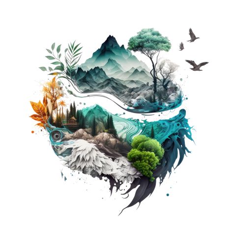 Tree With Paper, Adventure Artwork, Hearts Paper Crafts, Winding Path, Easy Valentine Crafts, Nature Sketch, Colorful Mountains, Tshirt Printing Design, To The Mountains