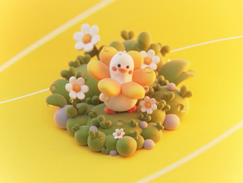 He's a flower - Artwork / Finished Projects - Blender Artists Community Cute 3d Art, 3d Things, Air Dry Clay Projects, 3d Blender, Blender Tutorial, 3d Concept, Architecture Drawing Art, Flower Artwork, 3d Artwork