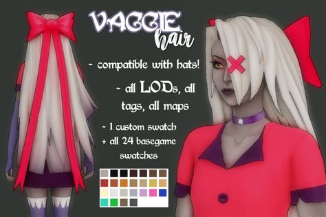 Hazbin Hotel Sims 4 Cc, Sims 4 Creepypasta Cc, Sims 4 Cc Scene Hair, Scene Accessories, Los Sims 4 Mods, Sims 4 Anime, Sims 4 Game Mods, Sims 4 Teen, Ts4 Cc