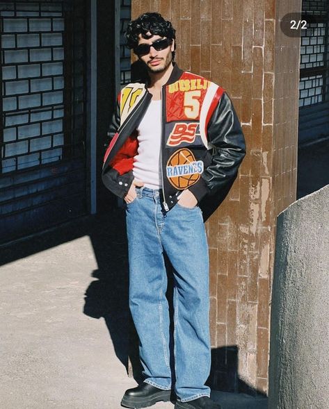 Mens Racing Jacket Outfit, Leather Racing Jacket Outfit Men, Biker Aesthetic Outfits Men, Street Racer Outfit Male, Vintage Racing Jacket Outfit Men, Nascar Outfit Men, Racing Leather Jacket Outfit, Racer Outfit Male, Racing Outfit Aesthetic