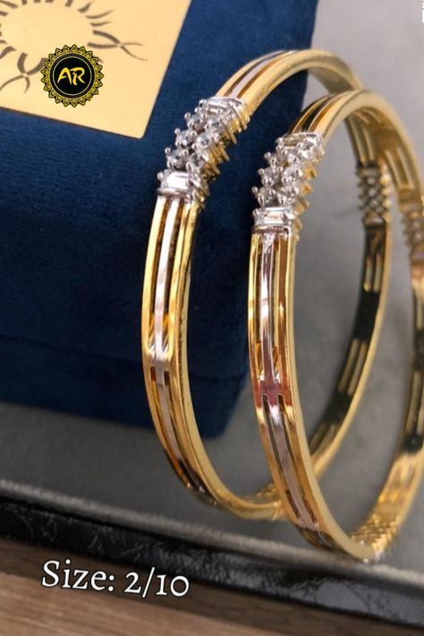 Cz Bangles Indian Gold, Daily Use Gold Bangles Indian, Baby Jewelry Gold, Cz Bangles, Plain Gold Bangles, Solid Gold Bangle, Indian Diamond Jewellery, Wedding Bangles, Wedding Jewelry Sets Bridal Jewellery