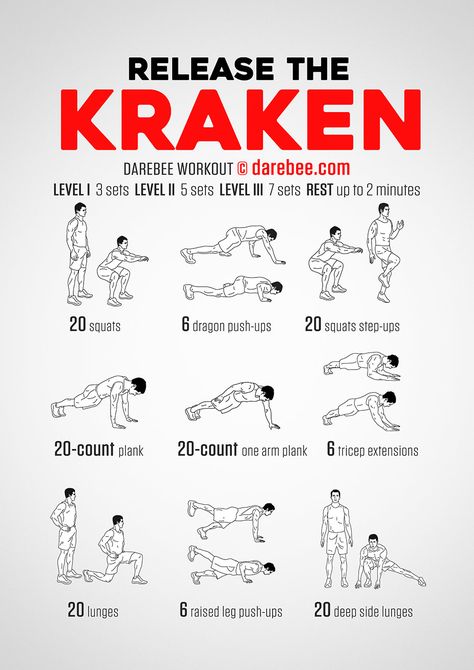 Kraken Workout Home Excersise Workouts, 90 Day Workout Plan, Day Workout Plan, Neila Rey, Wake Up Workout, Full Body Strength Workout, Military Workout, Muscle Abdominal, Dumbbell Workout