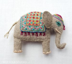 Embroidered Felt Animals, Felt Elephant Pattern, Folk Studio, Wee Folk Studio, Felt Elephant, Salley Mavor, Embroidery Felt, Elephant Embroidery, Embroidered Animals