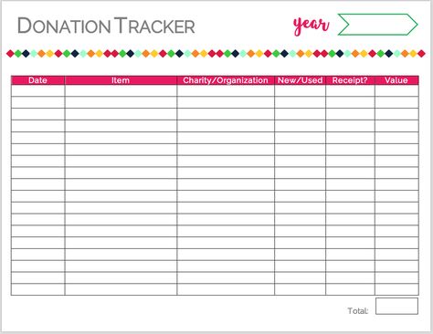 Printables - Donation Tracker FREE Printable, Donation Tracker, Yearly Donation Tracker, Free Printable Fundraising Thermometer Templates, Printables Organizational, Fundraising Thermometer, Pet Care Printables, Home Organisation Tips, Easiest Burlap, Organisation Tips, Tracker Free, Home Binder